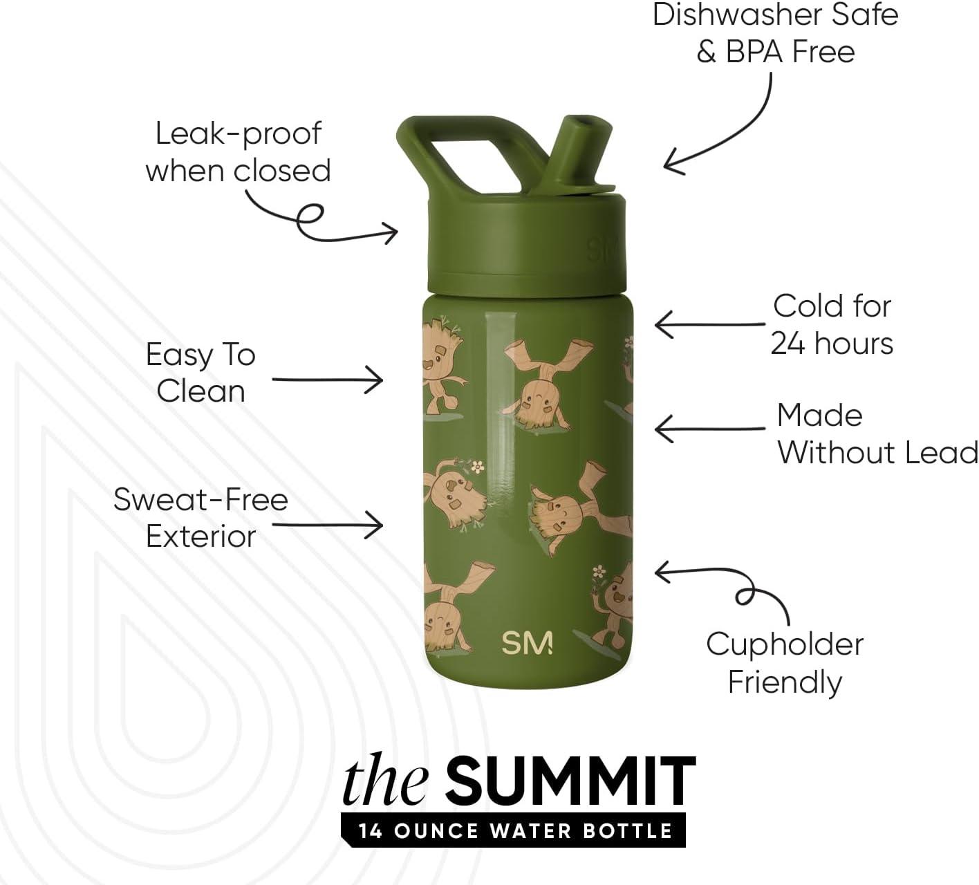 imageSimple Modern Kids Summit Water Bottle with Straw Lid  Star Wars R2D2 14oz Stainless Steel Cup Insulated Tumbler for Toddlers Boys School  R2D2Marvel I Am Groot