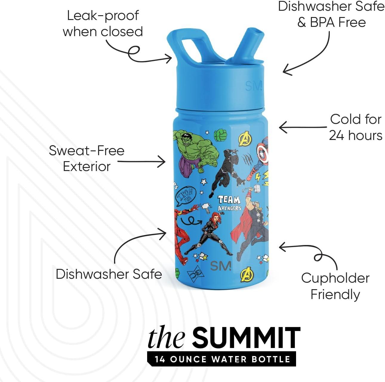 imageSimple Modern Kids Summit Water Bottle with Straw Lid  Star Wars R2D2 14oz Stainless Steel Cup Insulated Tumbler for Toddlers Boys School  R2D2MarvelAvengers Heroes