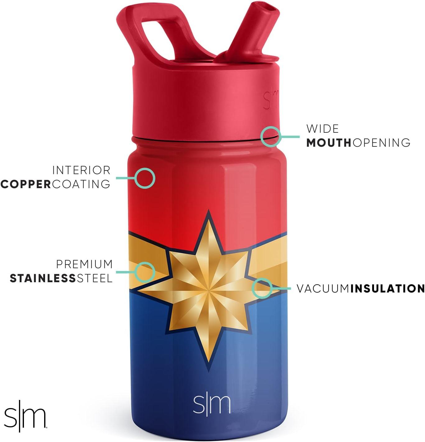 imageSimple Modern Kids Summit Water Bottle with Straw Lid  Star Wars R2D2 14oz Stainless Steel Cup Insulated Tumbler for Toddlers Boys School  R2D2MarvelCaptain Marvel