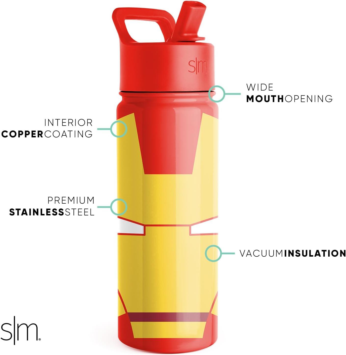 imageSimple Modern Kids Summit Water Bottle with Straw Lid  Star Wars R2D2 14oz Stainless Steel Cup Insulated Tumbler for Toddlers Boys School  R2D2MarvelIron Man Red Snapper