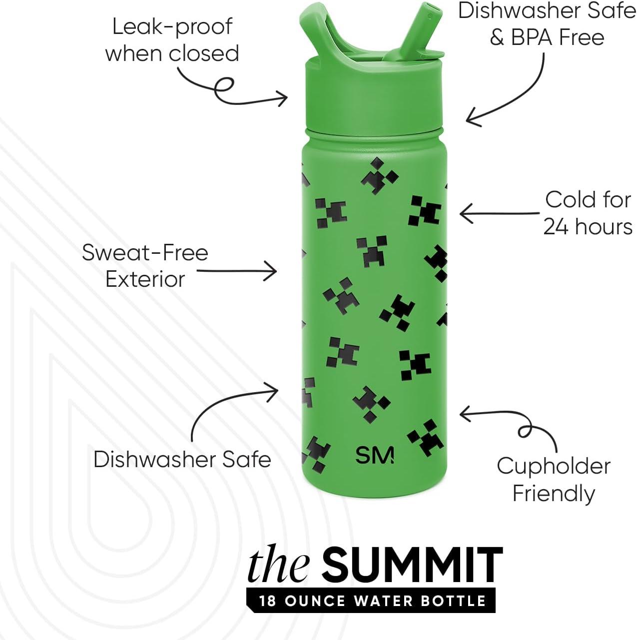imageSimple Modern Kids Summit Water Bottle with Straw Lid  Star Wars R2D2 14oz Stainless Steel Cup Insulated Tumbler for Toddlers Boys School  R2D2Minecraft Creeper
