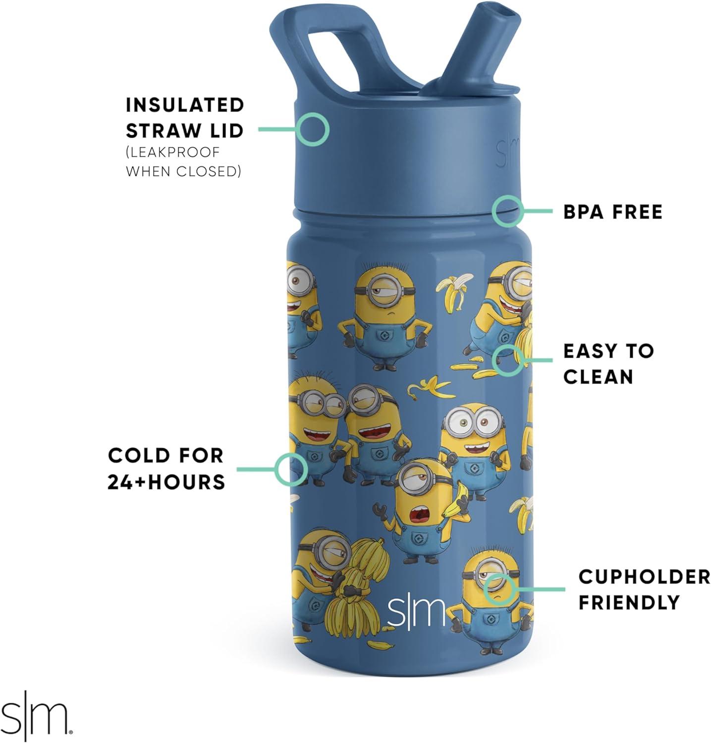 imageSimple Modern Kids Summit Water Bottle with Straw Lid  Star Wars R2D2 14oz Stainless Steel Cup Insulated Tumbler for Toddlers Boys School  R2D2Minions Unite