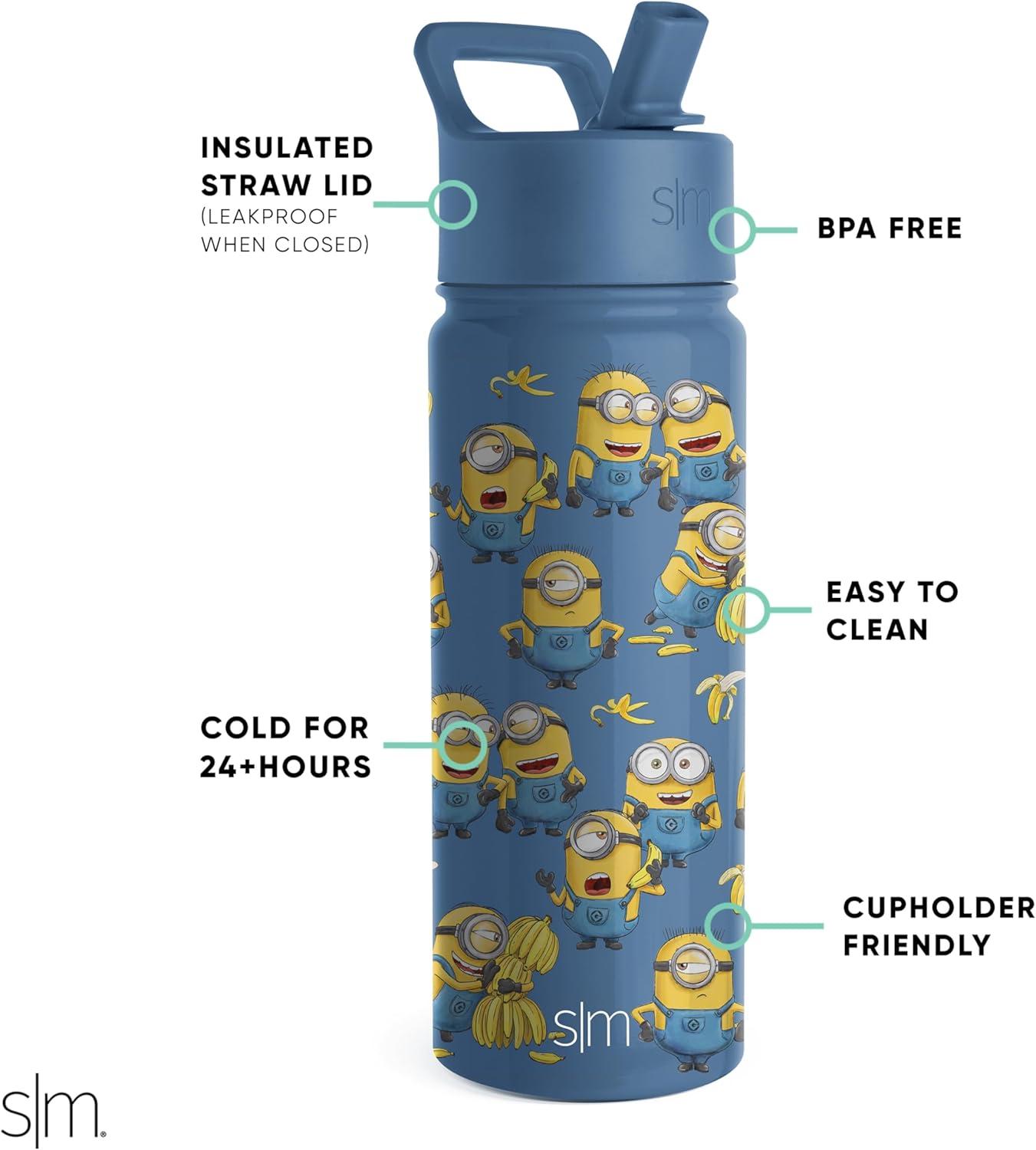 imageSimple Modern Kids Summit Water Bottle with Straw Lid  Star Wars R2D2 14oz Stainless Steel Cup Insulated Tumbler for Toddlers Boys School  R2D2Minions Unite