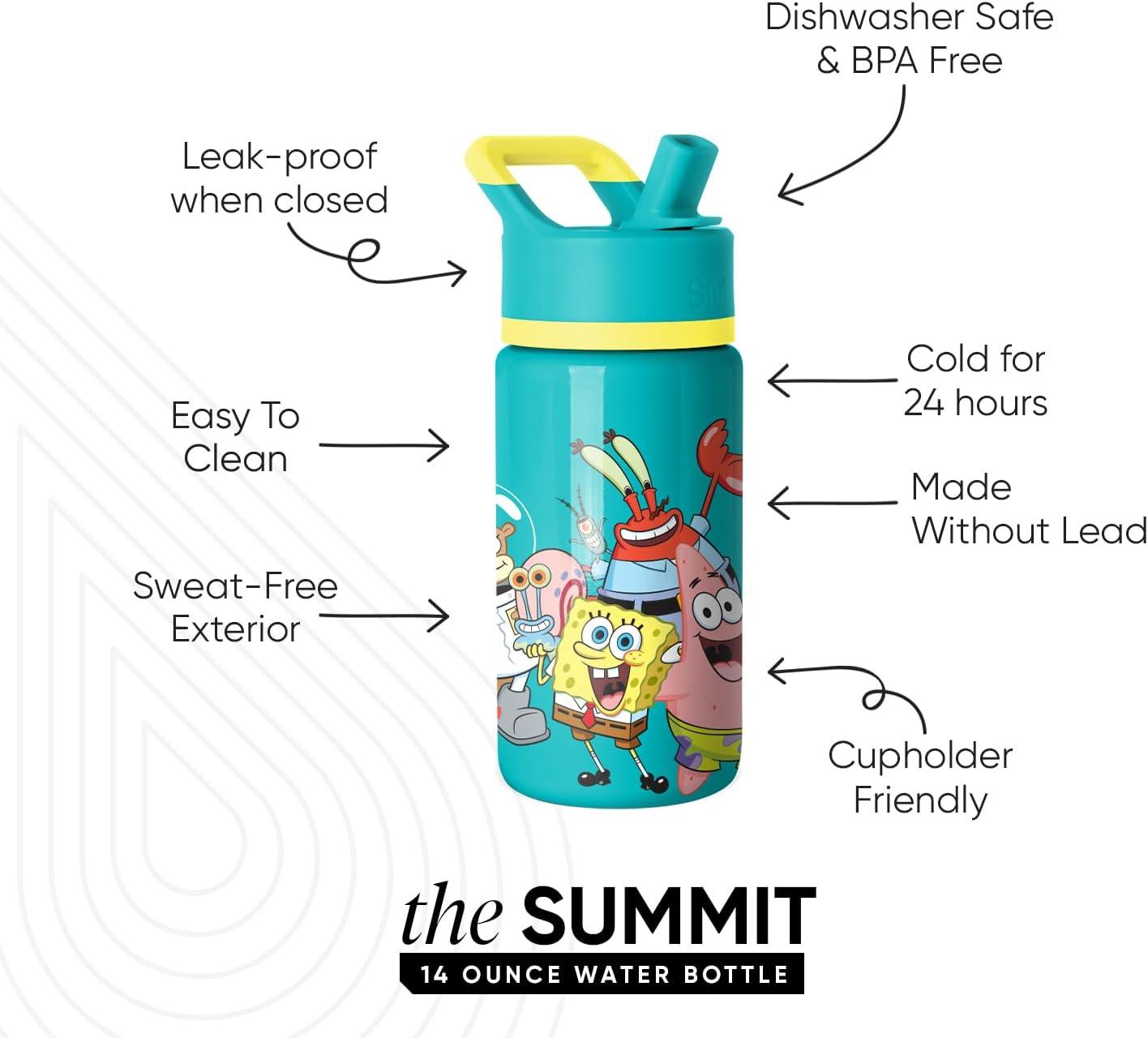 imageSimple Modern Kids Summit Water Bottle with Straw Lid  Star Wars R2D2 14oz Stainless Steel Cup Insulated Tumbler for Toddlers Boys School  R2D2SpongeBob Pals