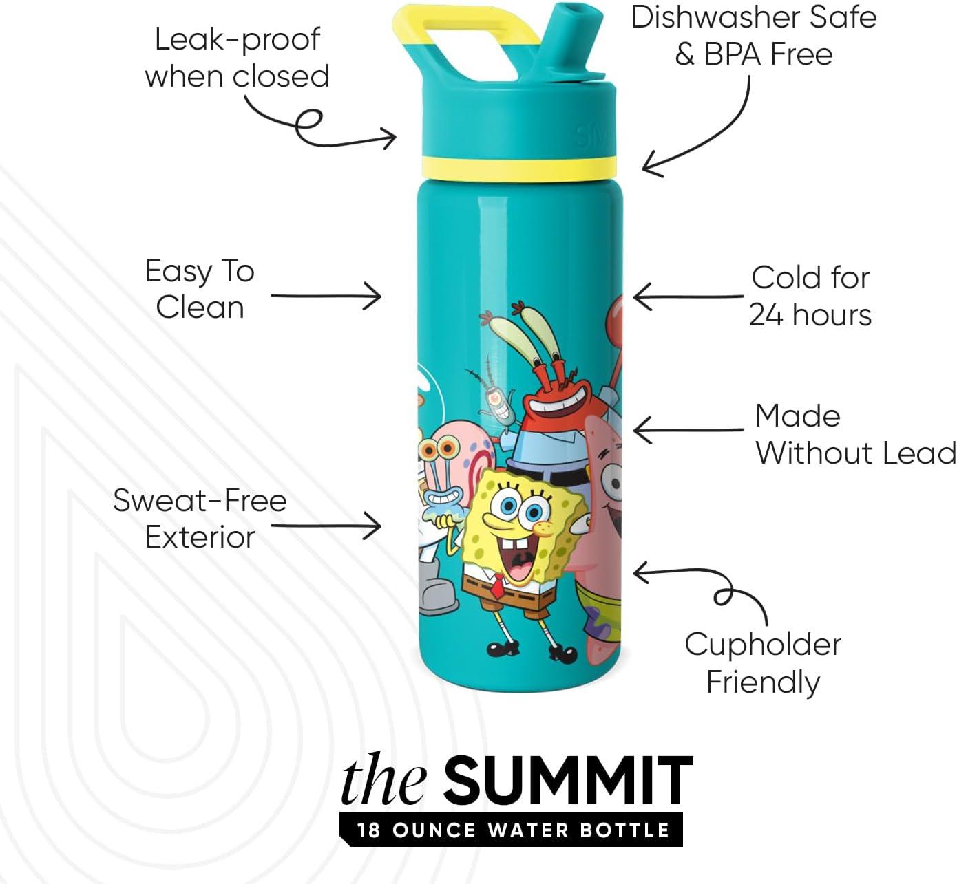 imageSimple Modern Kids Summit Water Bottle with Straw Lid  Star Wars R2D2 14oz Stainless Steel Cup Insulated Tumbler for Toddlers Boys School  R2D2SpongeBob Pals