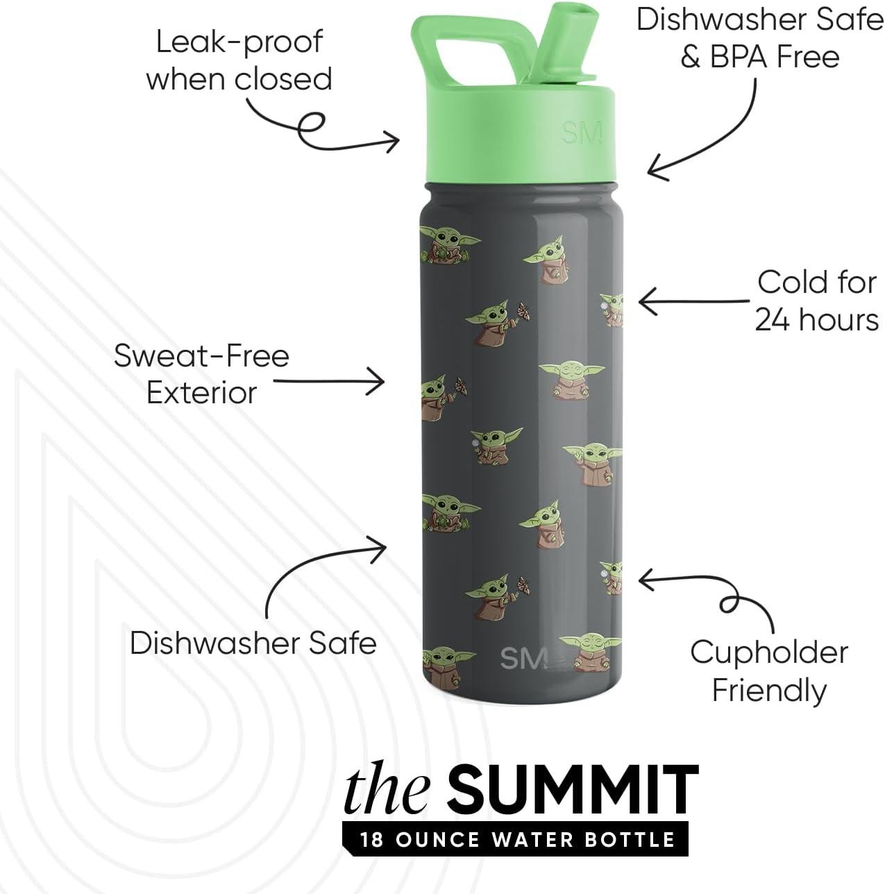 imageSimple Modern Kids Summit Water Bottle with Straw Lid  Star Wars R2D2 14oz Stainless Steel Cup Insulated Tumbler for Toddlers Boys School  R2D2Star WarsGrogu Force Strong