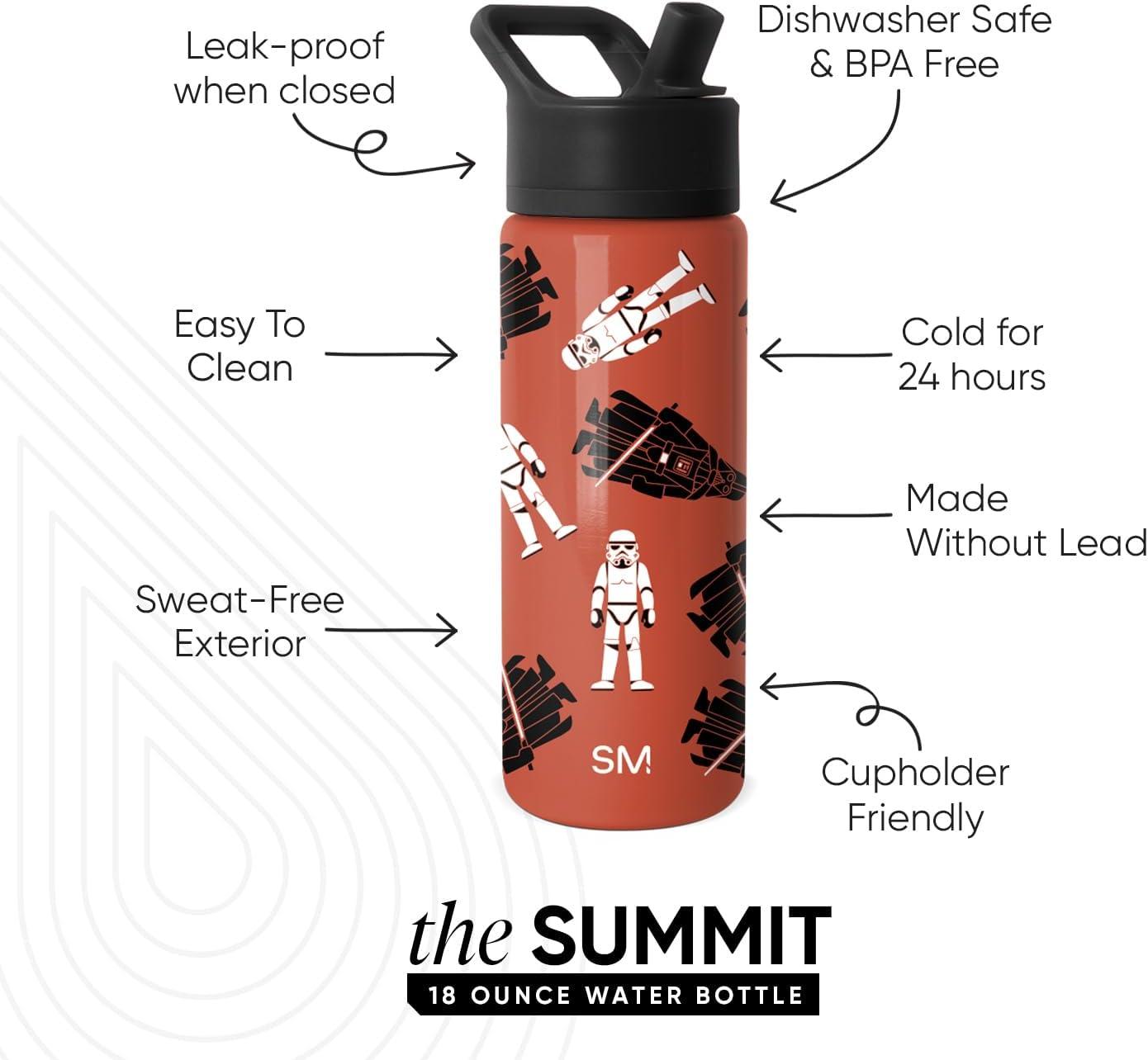 imageSimple Modern Kids Summit Water Bottle with Straw Lid  Star Wars R2D2 14oz Stainless Steel Cup Insulated Tumbler for Toddlers Boys School  R2D2Star Wars Here Comes Trouble