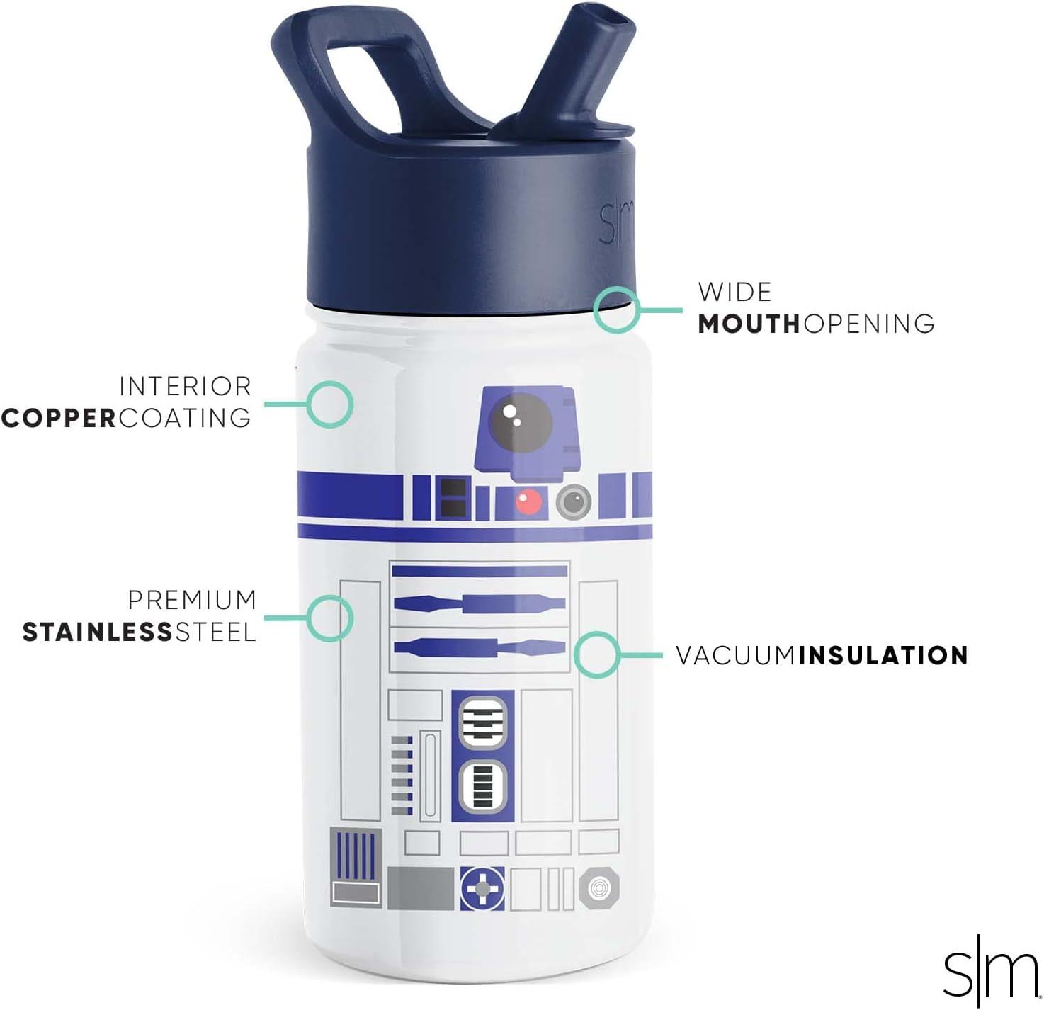 imageSimple Modern Kids Summit Water Bottle with Straw Lid  Star Wars R2D2 14oz Stainless Steel Cup Insulated Tumbler for Toddlers Boys School  R2D2Star WarsR2D2