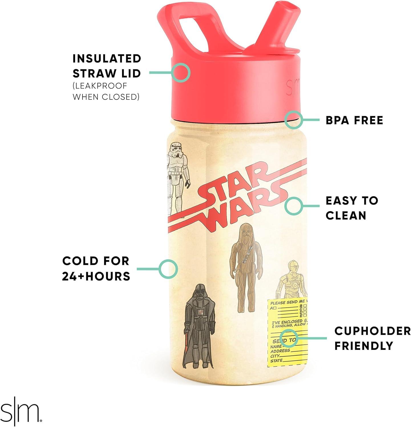 imageSimple Modern Kids Summit Water Bottle with Straw Lid  Star Wars R2D2 14oz Stainless Steel Cup Insulated Tumbler for Toddlers Boys School  R2D2Star WarsStar Wars Retro Vibe