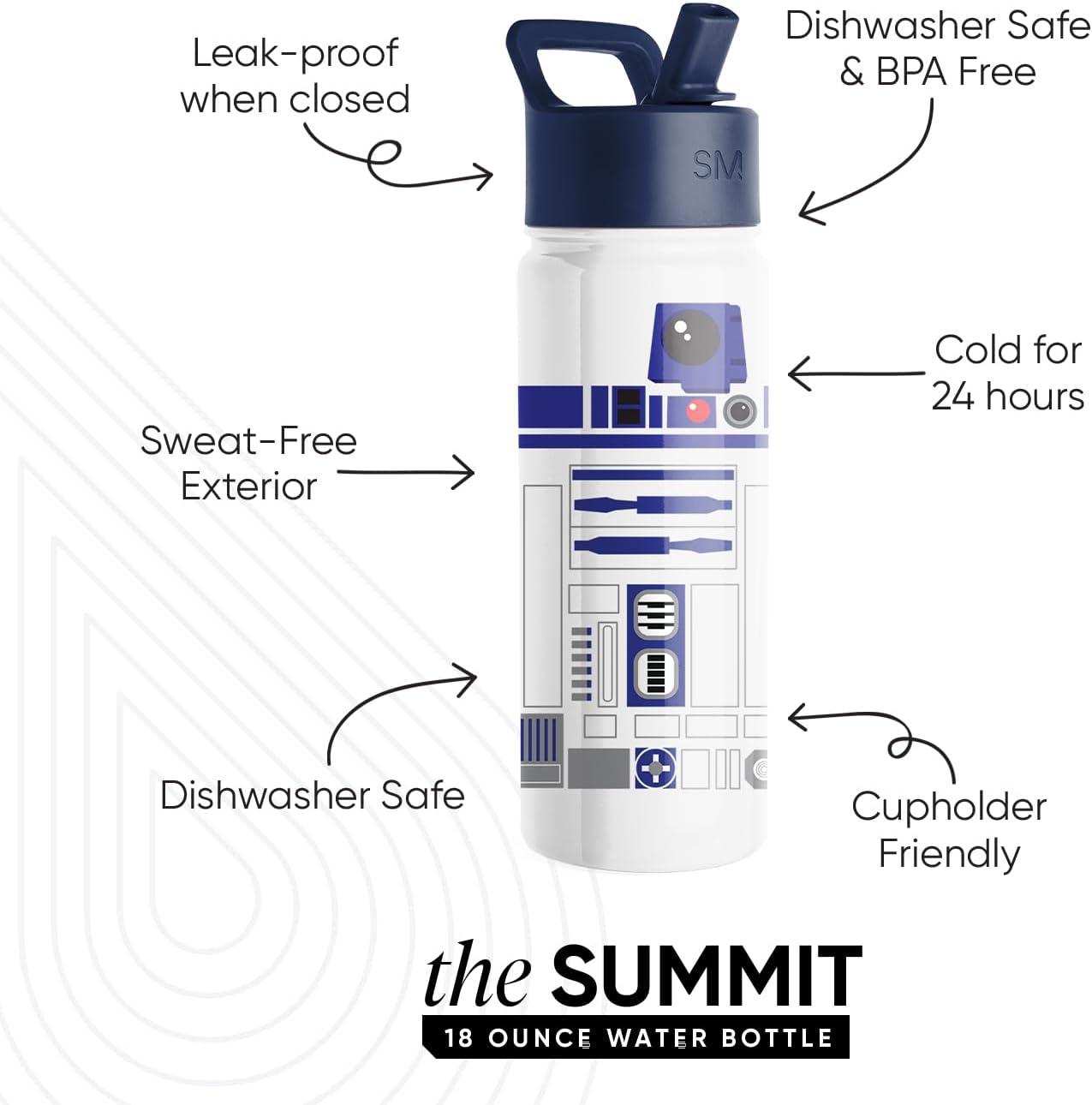 imageSimple Modern Kids Summit Water Bottle with Straw Lid  Star Wars R2D2 14oz Stainless Steel Cup Insulated Tumbler for Toddlers Boys School  R2D2Star WarsR2D2