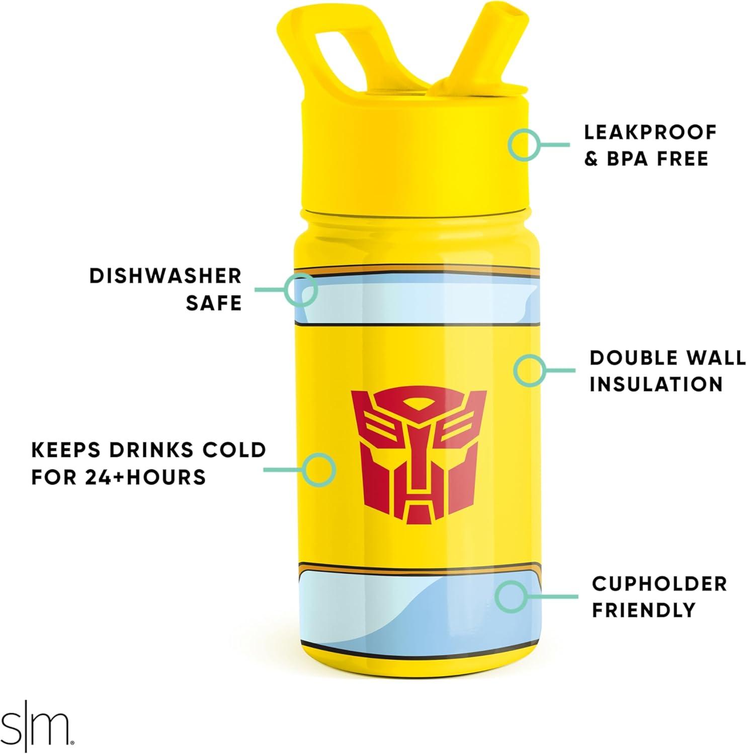 imageSimple Modern Kids Summit Water Bottle with Straw Lid  Star Wars R2D2 14oz Stainless Steel Cup Insulated Tumbler for Toddlers Boys School  R2D2Transformer Bumble Bee