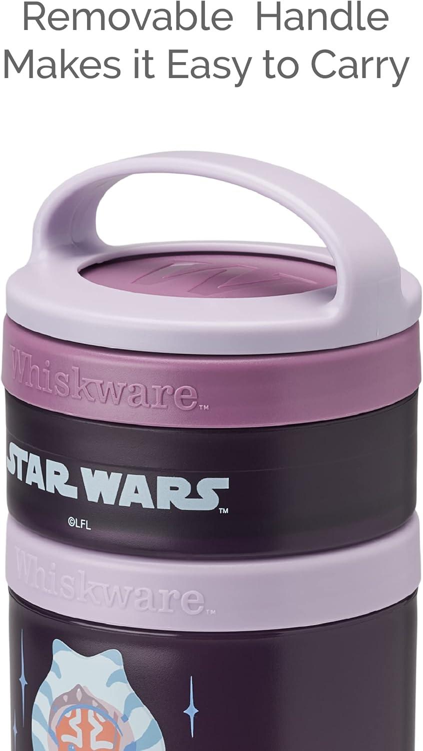 imageWhiskware Star Wars Stackable Snack Containers for Kids and Toddlers 3 Stackable Snack Cups for School or Travel Ashoka and R2D2