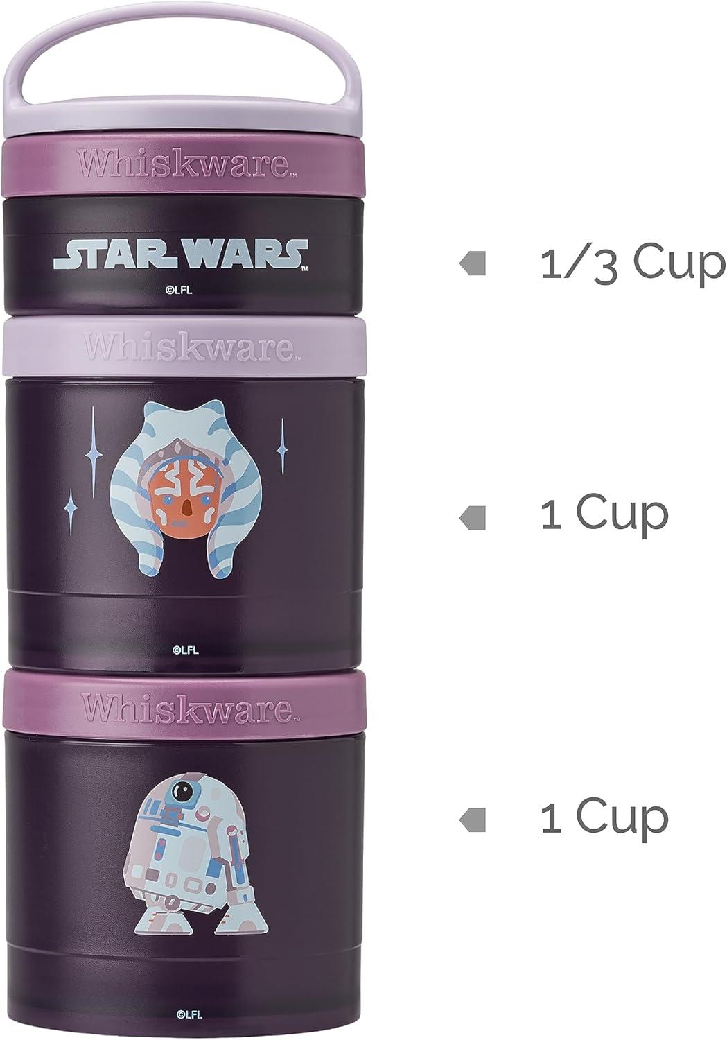 imageWhiskware Star Wars Stackable Snack Containers for Kids and Toddlers 3 Stackable Snack Cups for School or Travel Ashoka and R2D2
