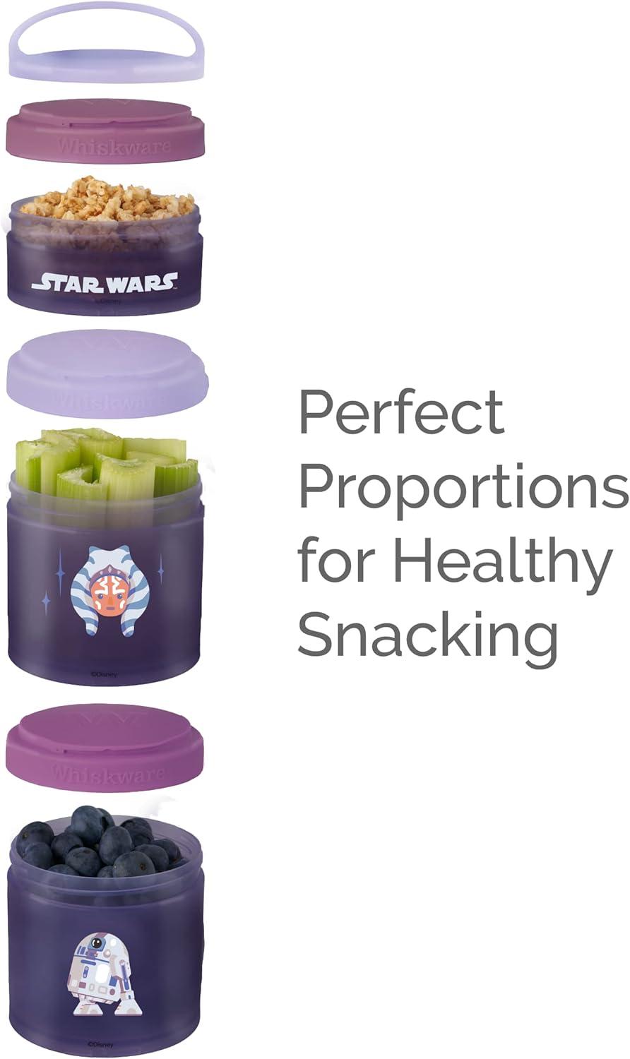 imageWhiskware Star Wars Stackable Snack Containers for Kids and Toddlers 3 Stackable Snack Cups for School or Travel Ashoka and R2D2