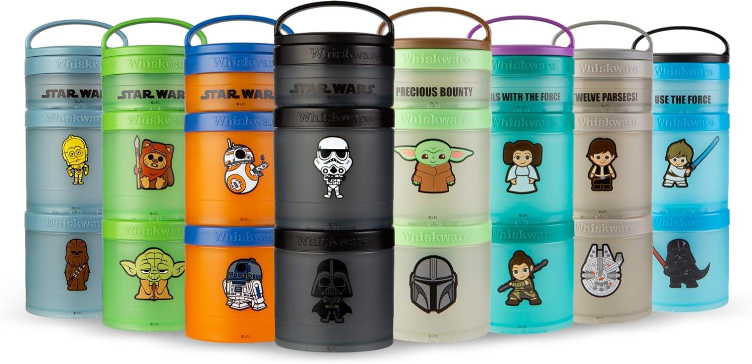 imageWhiskware Star Wars Stackable Snack Containers for Kids and Toddlers 3 Stackable Snack Cups for School or Travel Ashoka and R2D2
