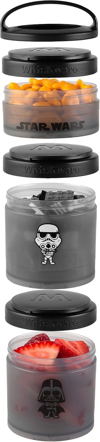 imageWhiskware Star Wars Stackable Snack Containers for Kids and Toddlers 3 Stackable Snack Cups for School or Travel Mando Grogu and ShipBaby Yoda Grogu and The Mandalorian Helmet