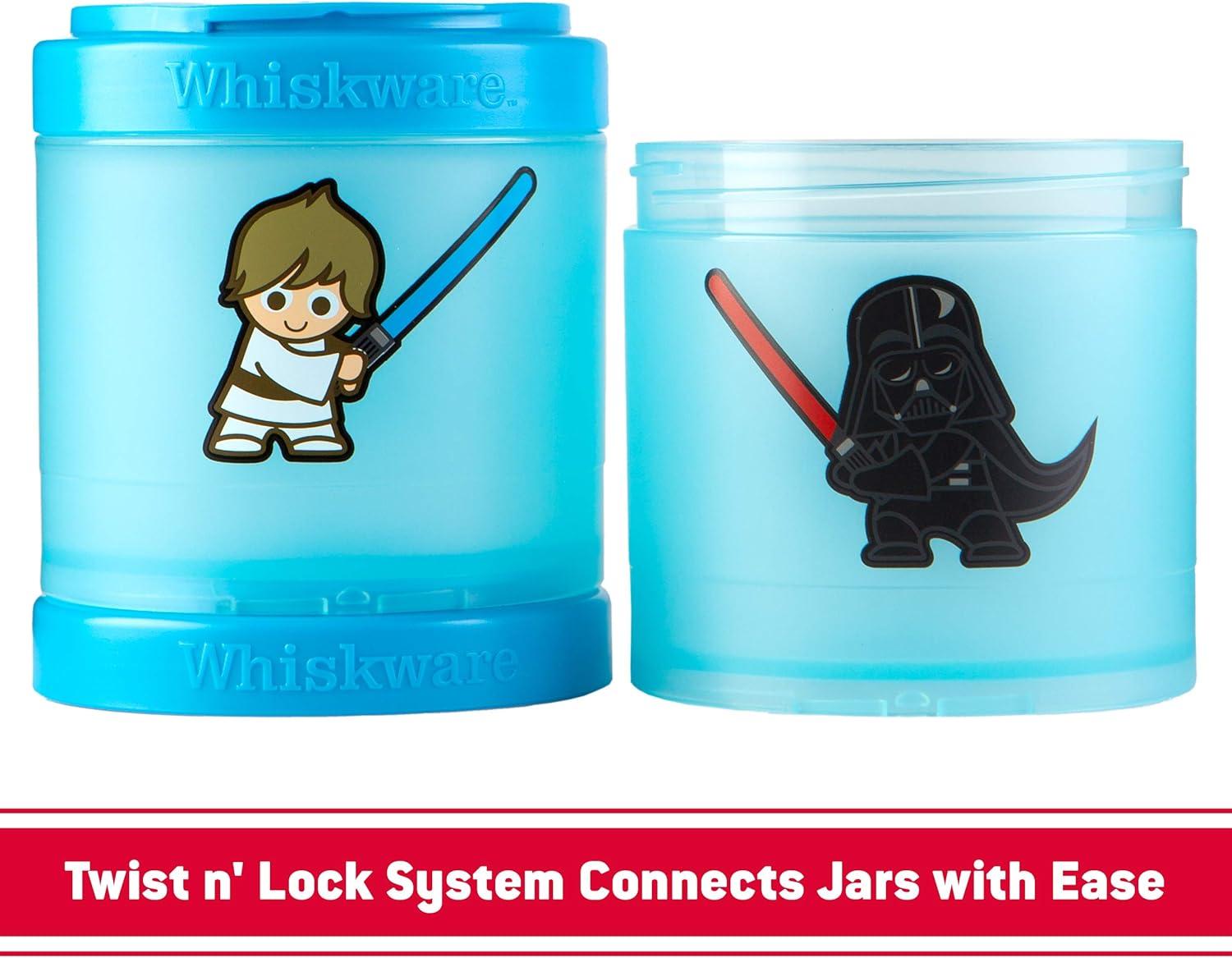 imageWhiskware Star Wars Stackable Snack Containers for Kids and Toddlers 3 Stackable Snack Cups for School or Travel Mando Grogu and ShipLuke Skywalker and Darth Vader