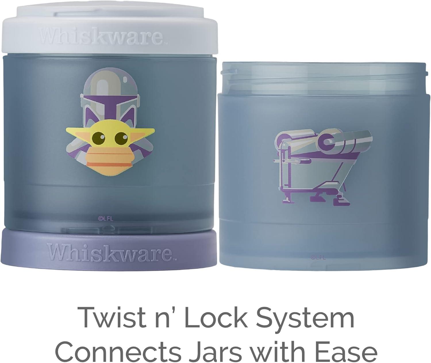 imageWhiskware Star Wars Stackable Snack Containers for Kids and Toddlers 3 Stackable Snack Cups for School or Travel Mando Grogu and ShipMando and Grogu Ship