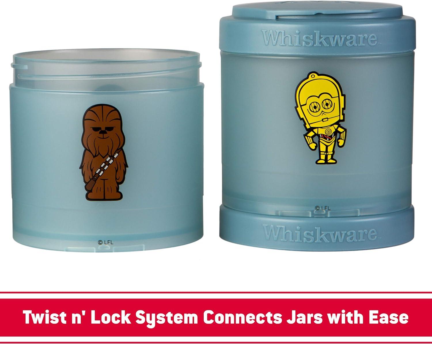 imageWhiskware Star Wars Stackable Snack Containers for Kids and Toddlers 3 Stackable Snack Cups for School or Travel Mando Grogu and ShipPrincess Leia and Rey