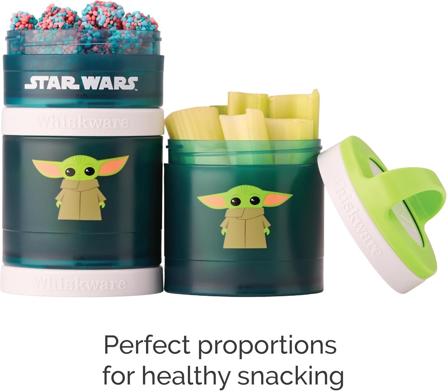 imageWhiskware Star Wars Stackable Snack Containers for Kids and Toddlers 3 Stackable Snack Cups for School or Travel Mando Grogu and ShipThe Child Little Bounty