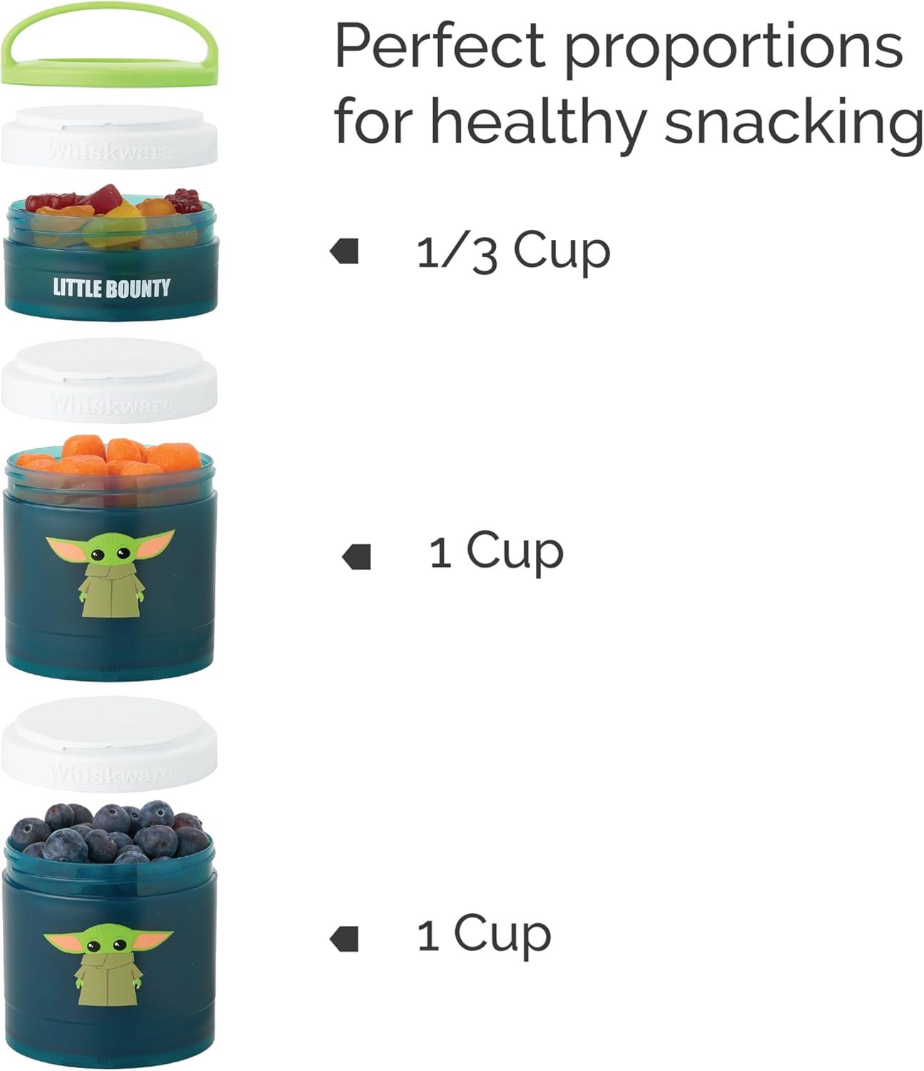imageWhiskware Star Wars Stackable Snack Containers for Kids and Toddlers 3 Stackable Snack Cups for School or Travel Mando Grogu and ShipThe Child Little Bounty