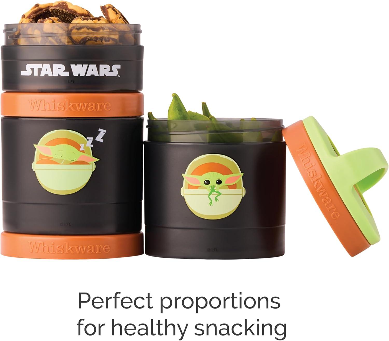 imageWhiskware Star Wars Stackable Snack Containers for Kids and Toddlers 3 Stackable Snack Cups for School or Travel Mando Grogu and ShipThe Child Naps and Snacks