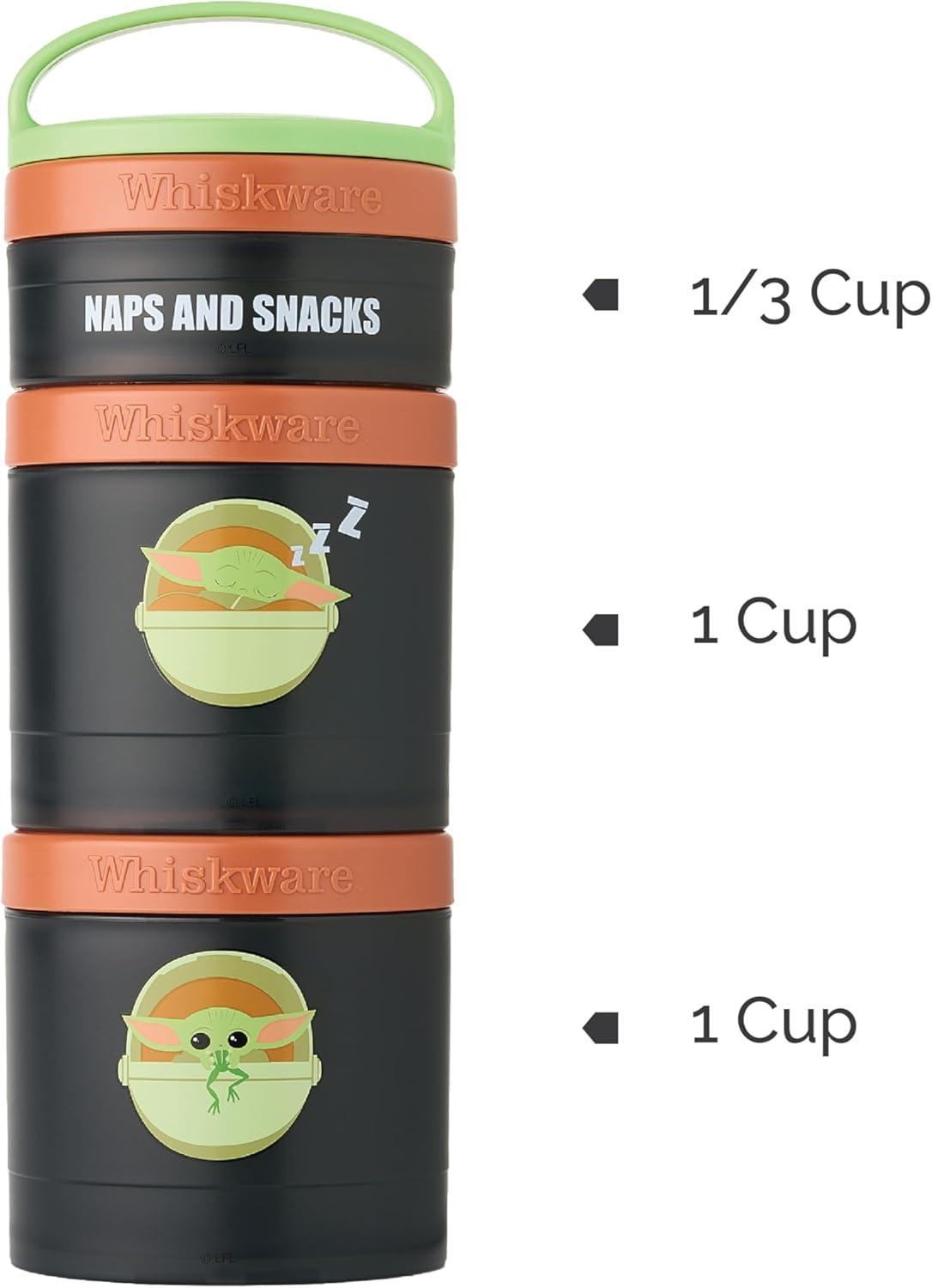 imageWhiskware Star Wars Stackable Snack Containers for Kids and Toddlers 3 Stackable Snack Cups for School or Travel Mando Grogu and ShipThe Child Naps and Snacks
