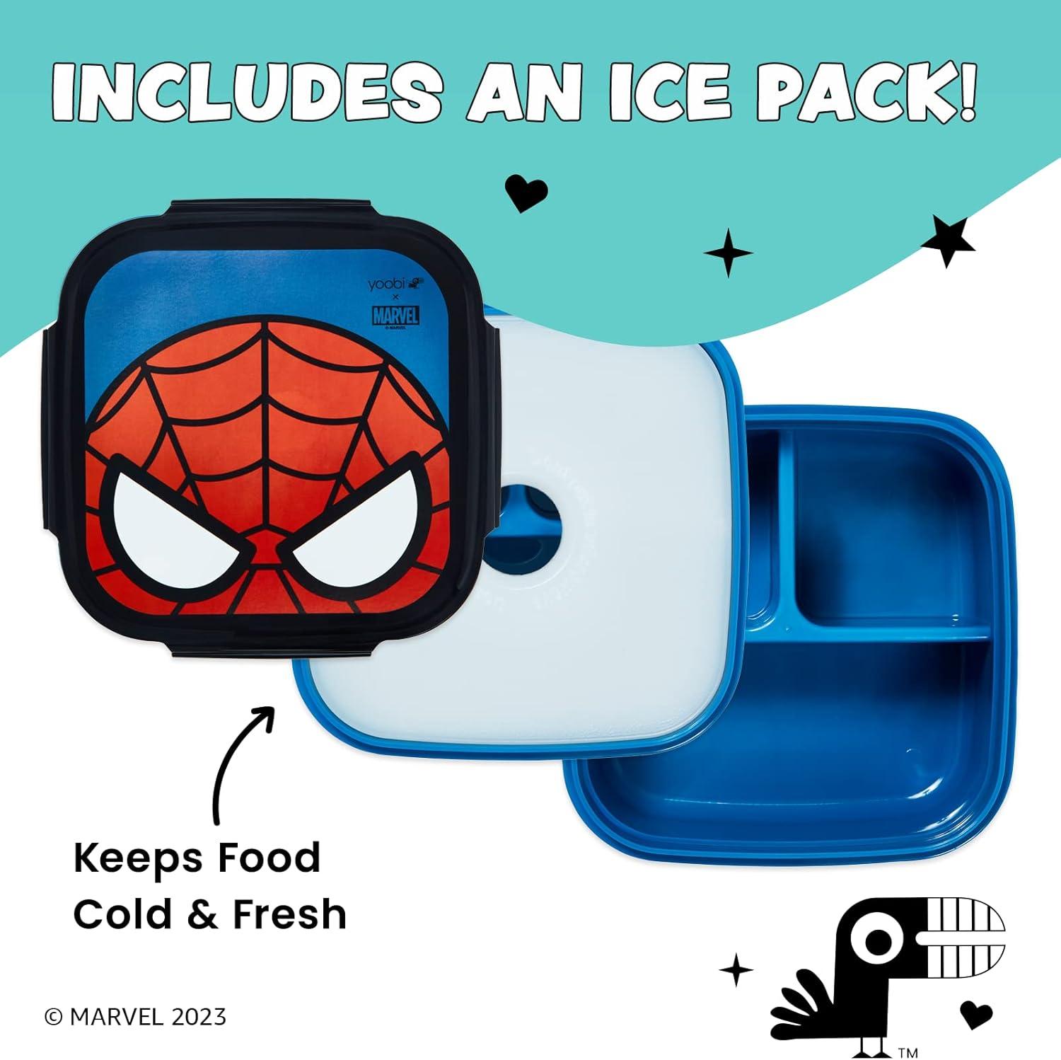imageYoobi  Star Wars X Classic Black Bento Box and Ice Pack or Kids ampamp Tweens  3 Compartment Lunch Box Dishwasher ampamp Microwave Safe  BPA ampamp PVC Free LeakproofSpider Man
