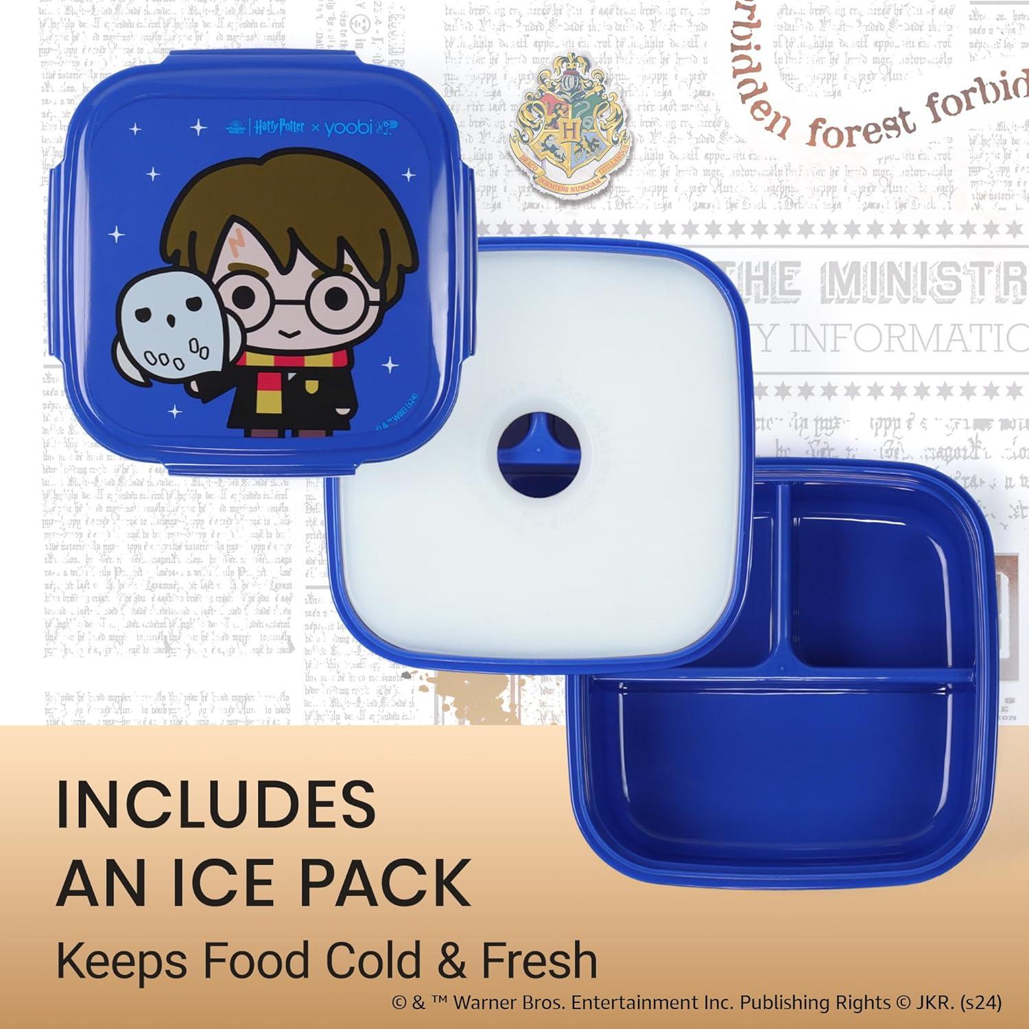 imageYoobi  Star Wars X Classic Black Bento Box and Ice Pack or Kids ampamp Tweens  3 Compartment Lunch Box Dishwasher ampamp Microwave Safe  BPA ampamp PVC Free LeakproofHedwig