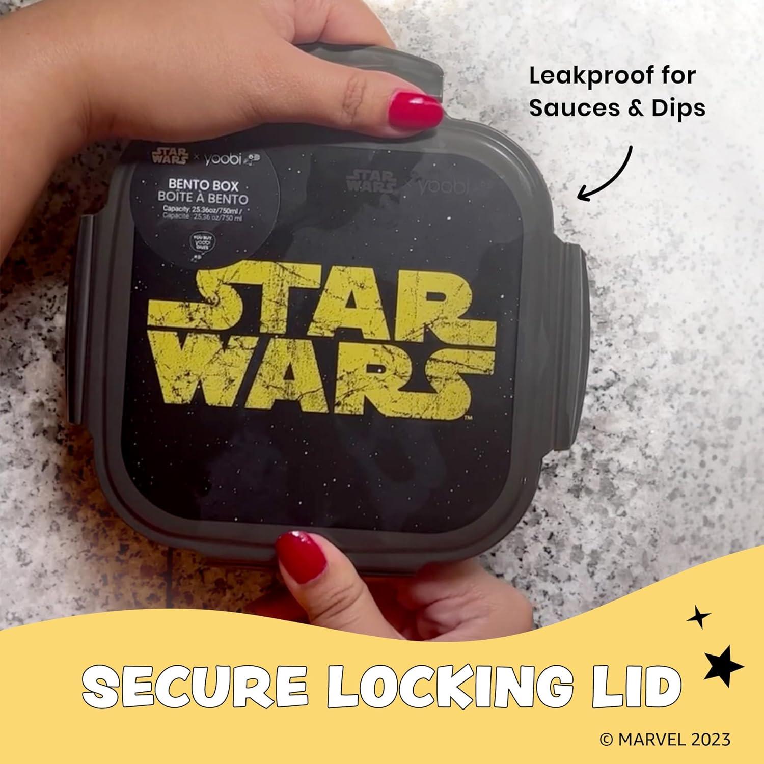 imageYoobi  Star Wars X Classic Black Bento Box and Ice Pack or Kids ampamp Tweens  3 Compartment Lunch Box Dishwasher ampamp Microwave Safe  BPA ampamp PVC Free LeakproofStar Wars