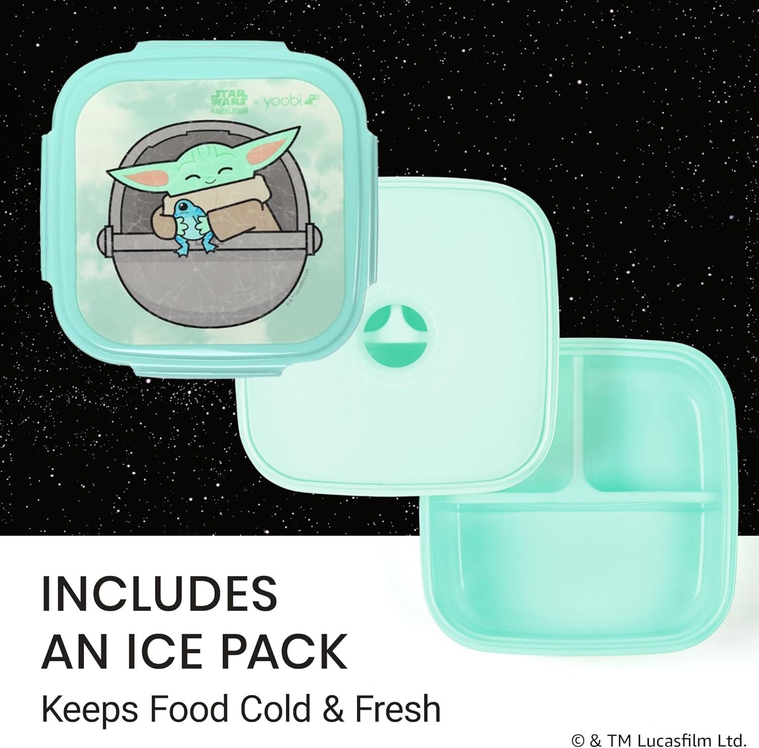 imageYoobi  Star Wars X Classic Black Bento Box and Ice Pack or Kids ampamp Tweens  3 Compartment Lunch Box Dishwasher ampamp Microwave Safe  BPA ampamp PVC Free LeakproofStar Wars Grogu Set