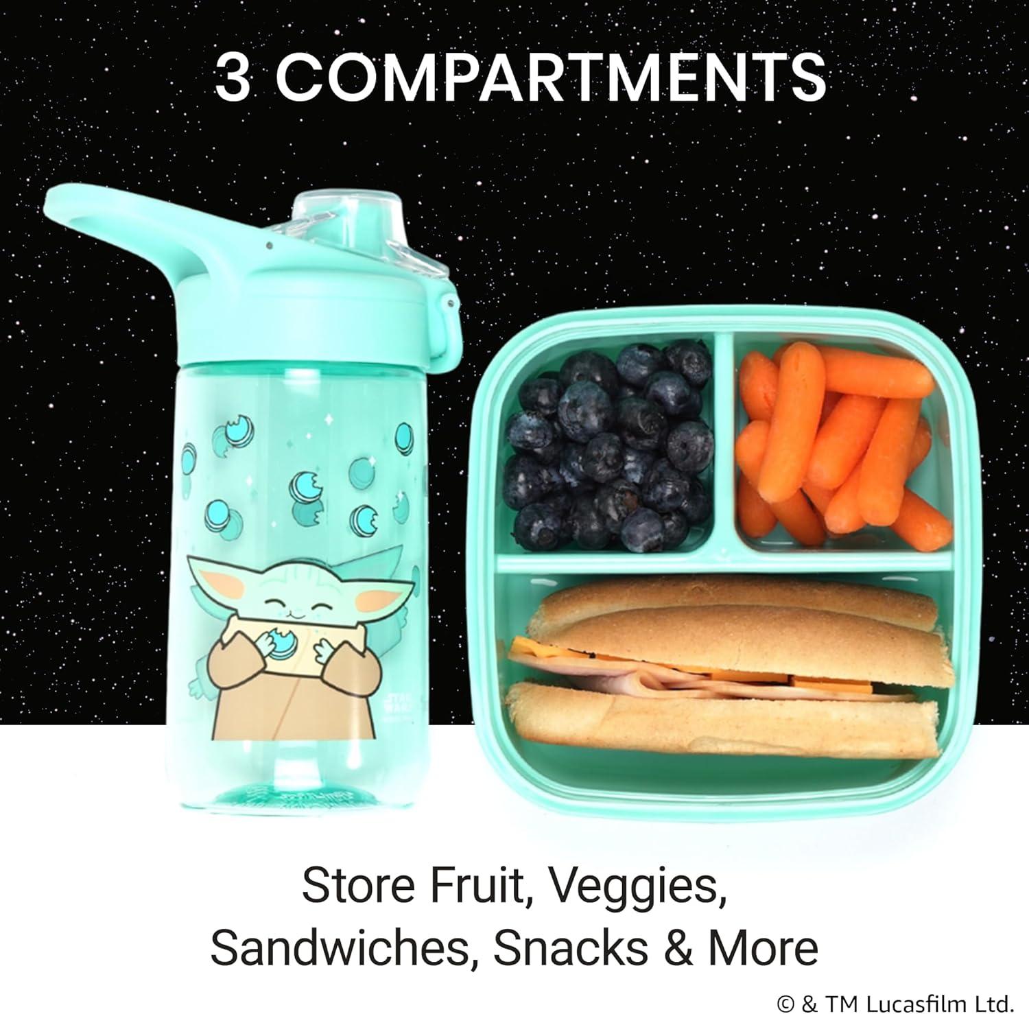 imageYoobi  Star Wars X Classic Black Bento Box and Ice Pack or Kids ampamp Tweens  3 Compartment Lunch Box Dishwasher ampamp Microwave Safe  BPA ampamp PVC Free LeakproofStar Wars Grogu Set