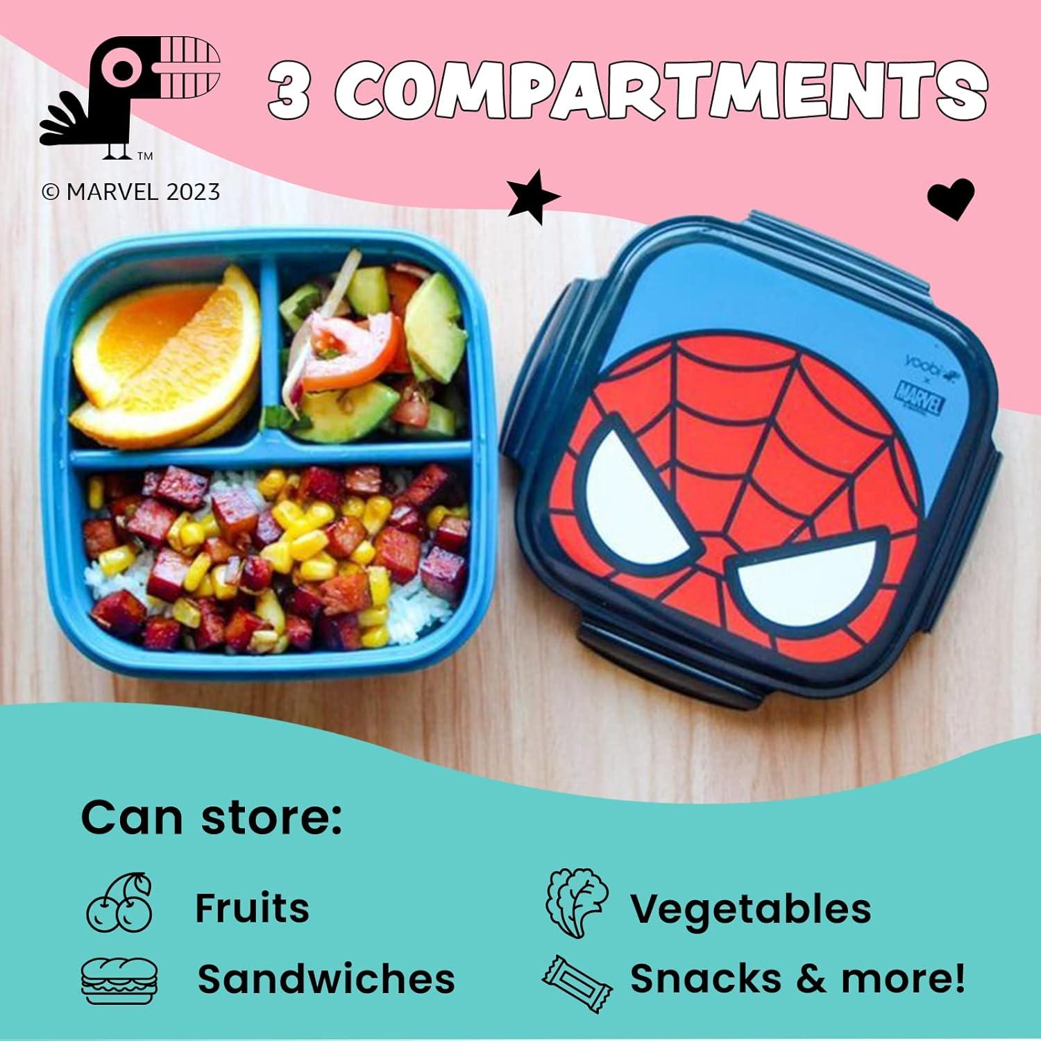 imageYoobi  Star Wars X Classic Black Bento Box and Ice Pack or Kids ampamp Tweens  3 Compartment Lunch Box Dishwasher ampamp Microwave Safe  BPA ampamp PVC Free LeakproofSpider Man