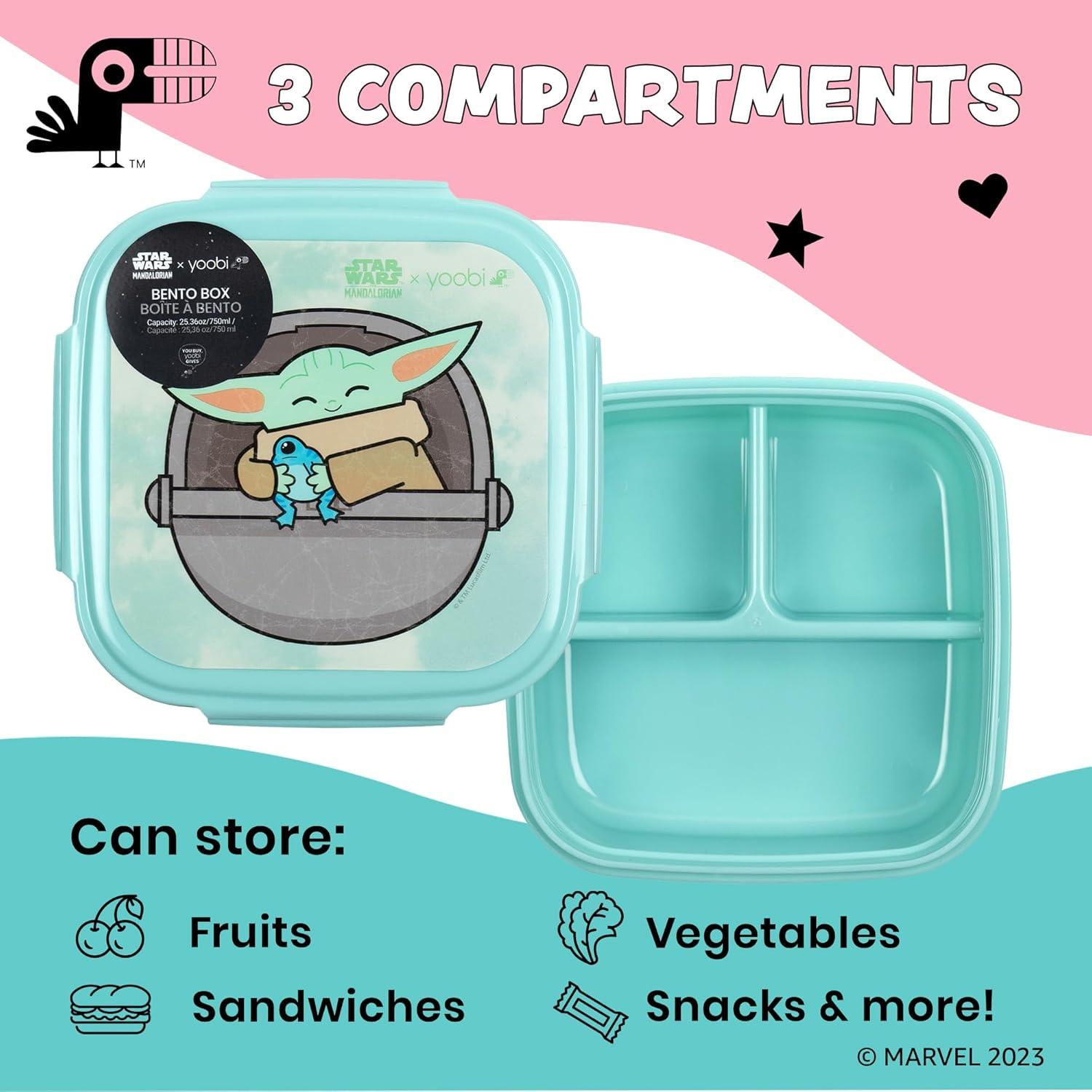 imageYoobi  Star Wars X Classic Black Bento Box and Ice Pack or Kids ampamp Tweens  3 Compartment Lunch Box Dishwasher ampamp Microwave Safe  BPA ampamp PVC Free LeakproofStar Wars The Mandalorian