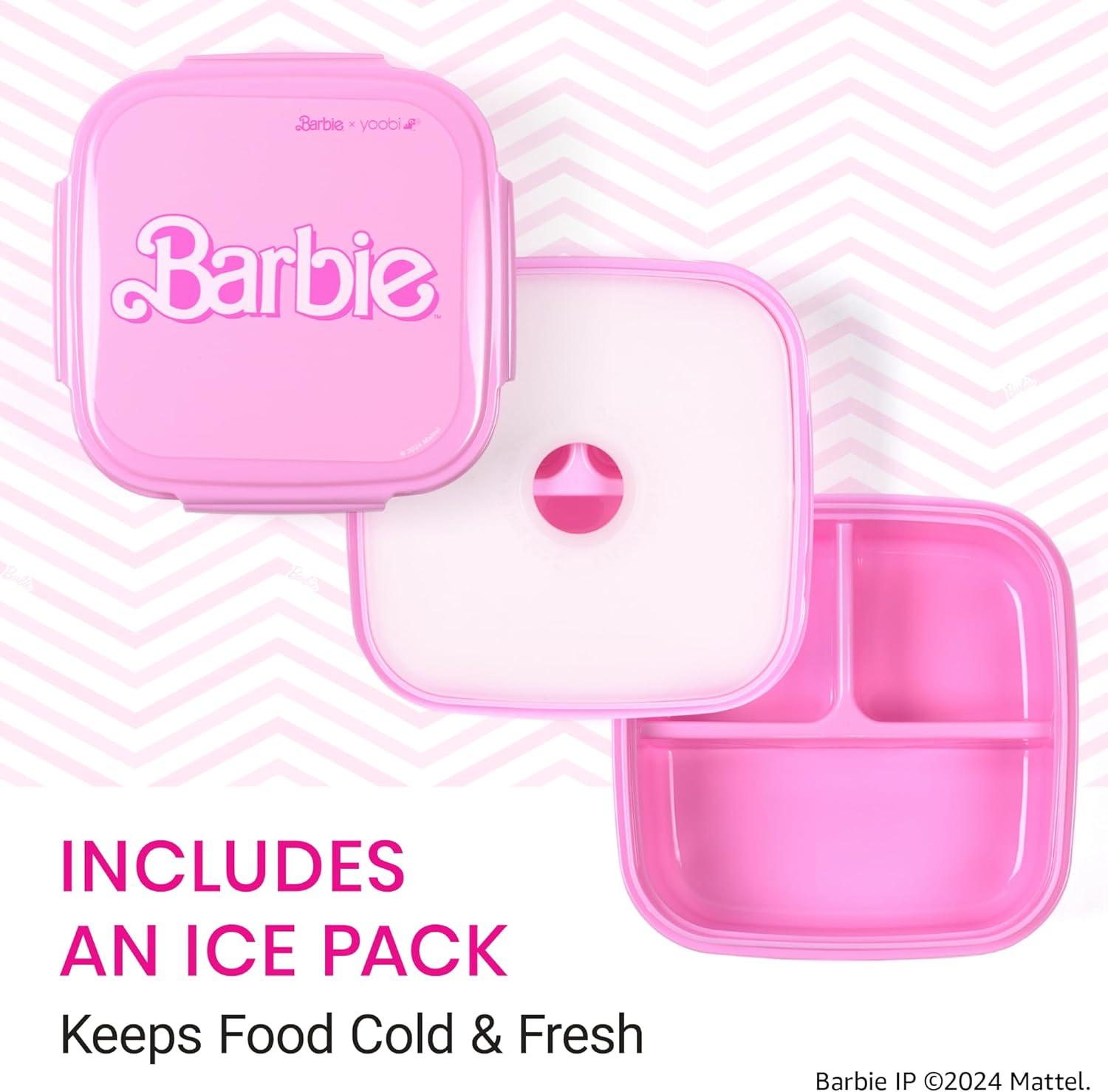 imageYoobi  Star Wars X Classic Black Bento Box and Ice Pack or Kids ampamp Tweens  3 Compartment Lunch Box Dishwasher ampamp Microwave Safe  BPA ampamp PVC Free LeakproofBarbie