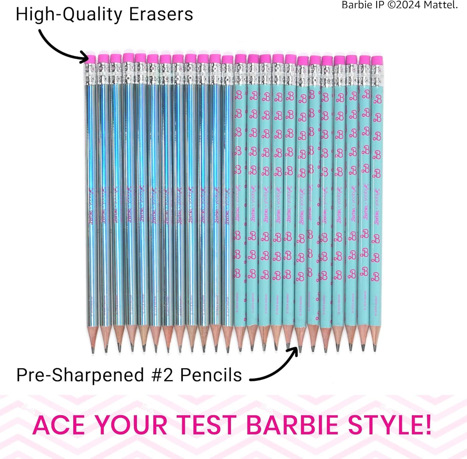 imageYoobi Star Wars X 2 Pencils  PreSharpened Green ampamp Teal Pencils with Erasers featuring Grogu  Fun Addition for Kids ampamp Adults  2 Packs of 24Barbie