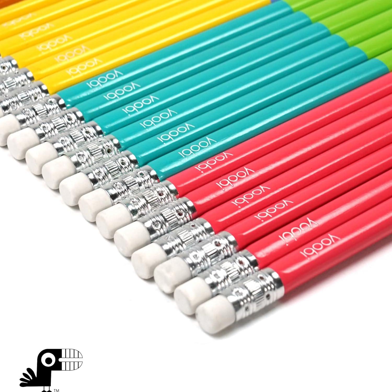 imageYoobi Star Wars X 2 Pencils  PreSharpened Green ampamp Teal Pencils with Erasers featuring Grogu  Fun Addition for Kids ampamp Adults  2 Packs of 24Color Block