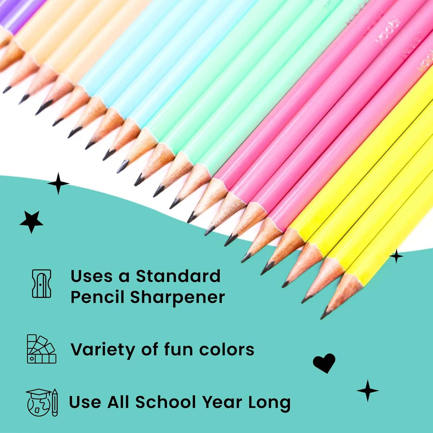 imageYoobi Star Wars X 2 Pencils  PreSharpened Green ampamp Teal Pencils with Erasers featuring Grogu  Fun Addition for Kids ampamp Adults  2 Packs of 24Multiple Pastels