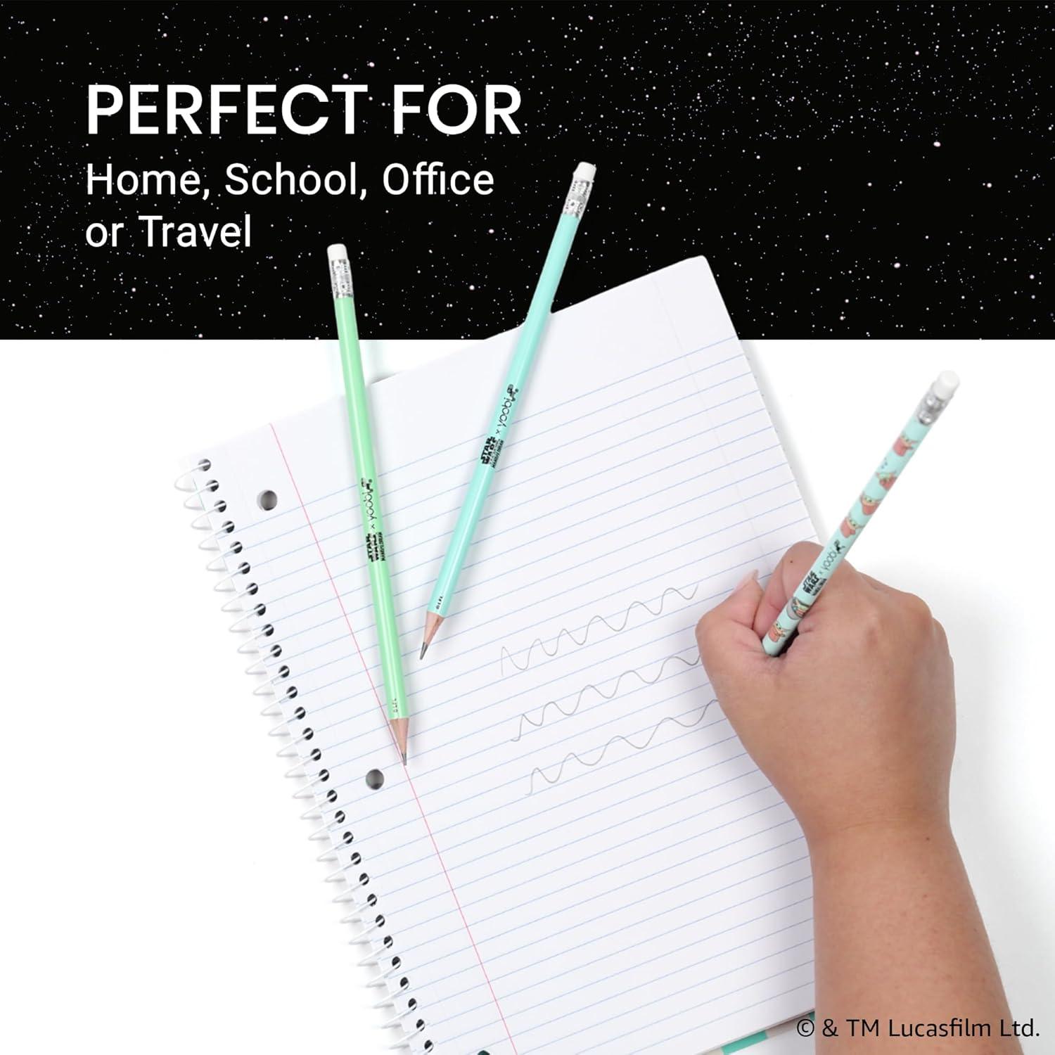 imageYoobi Star Wars X 2 Pencils  PreSharpened Green ampamp Teal Pencils with Erasers featuring Grogu  Fun Addition for Kids ampamp Adults  2 Packs of 24Star Wars
