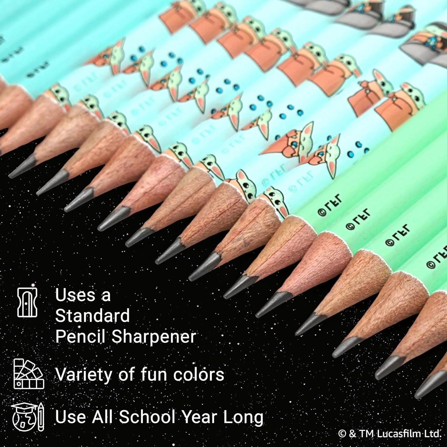 imageYoobi Star Wars X 2 Pencils  PreSharpened Green ampamp Teal Pencils with Erasers featuring Grogu  Fun Addition for Kids ampamp Adults  2 Packs of 24Star Wars