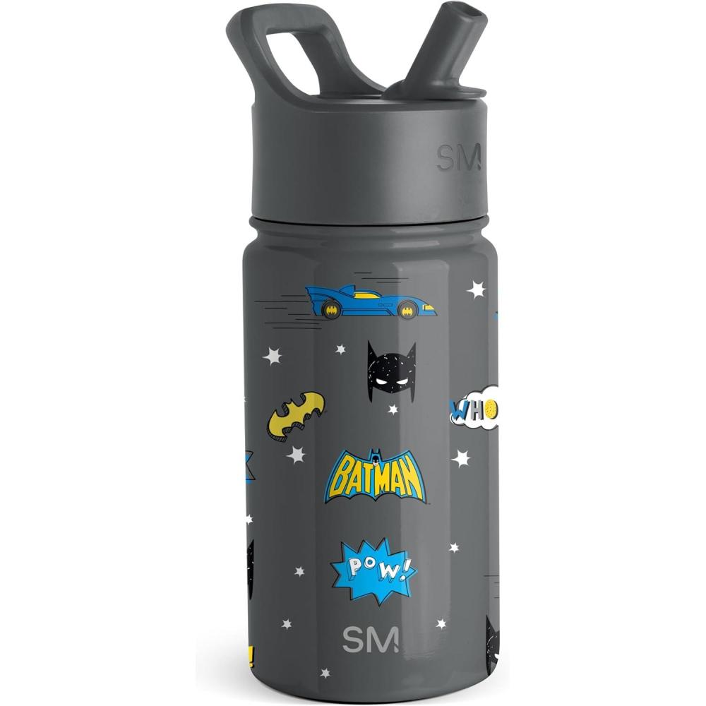imageSimple Modern Kids Summit Water Bottle with Straw Lid  Star Wars R2D2 14oz Stainless Steel Cup Insulated Tumbler for Toddlers Boys School  R2D2DC Comics Batman POW