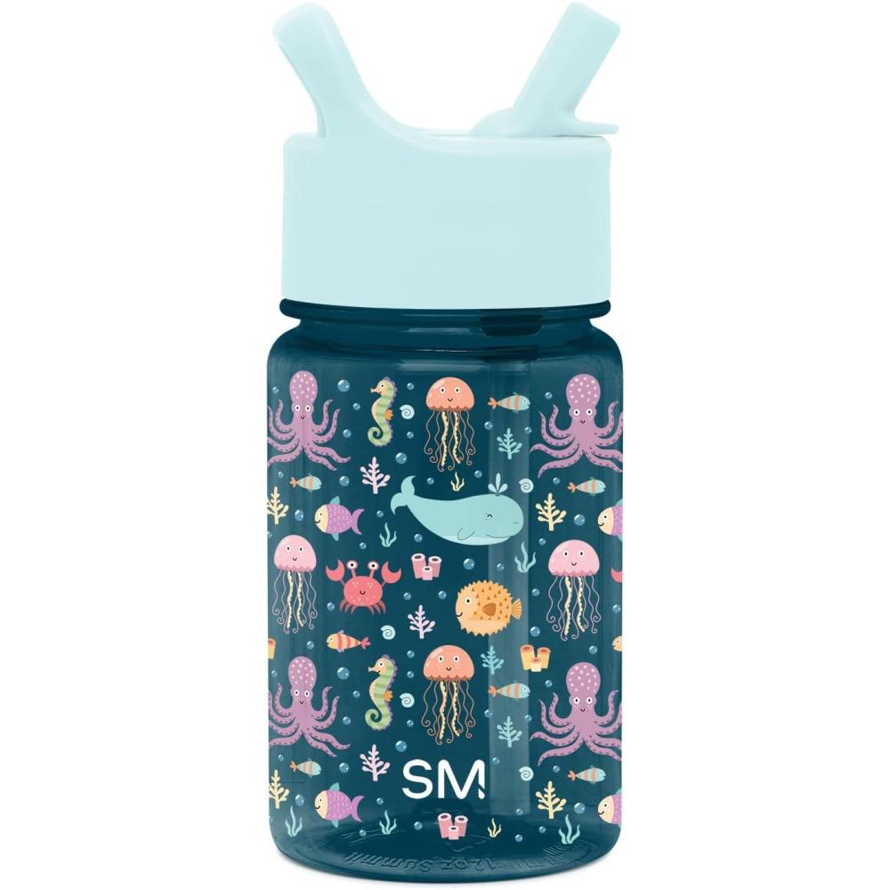 imageSimple Modern Star Wars The Mandalorian Baby Yoda Grogu Kids Water Bottle Plastic BPAFree Tritan Cup with Leak Proof Straw Lid  Durable for Toddlers Boys  Summit Collection  12oz Under the Sea