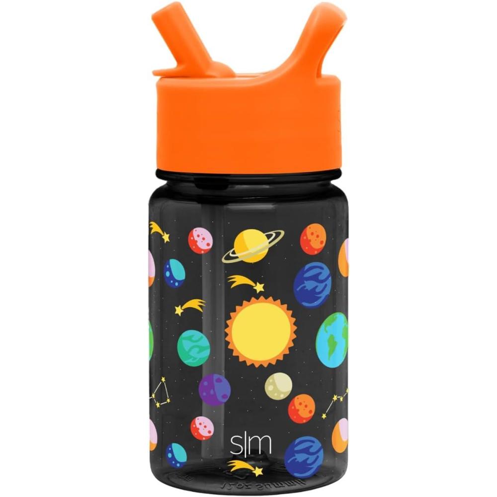 imageSimple Modern Star Wars The Mandalorian Baby Yoda Grogu Kids Water Bottle Plastic BPAFree Tritan Cup with Leak Proof Straw Lid  Durable for Toddlers Boys  Summit Collection  12oz Solar System