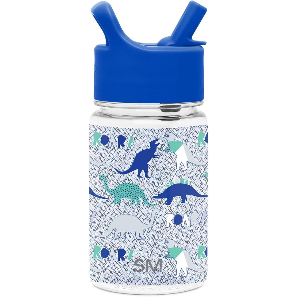 imageSimple Modern Star Wars The Mandalorian Baby Yoda Grogu Kids Water Bottle Plastic BPAFree Tritan Cup with Leak Proof Straw Lid  Durable for Toddlers Boys  Summit Collection  12oz Dinosaur Roar