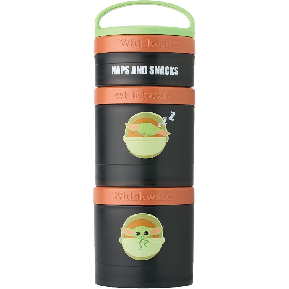 imageWhiskware Star Wars Stackable Snack Containers for Kids and Toddlers 3 Stackable Snack Cups for School or Travel Mando Grogu and ShipThe Child Naps and Snacks