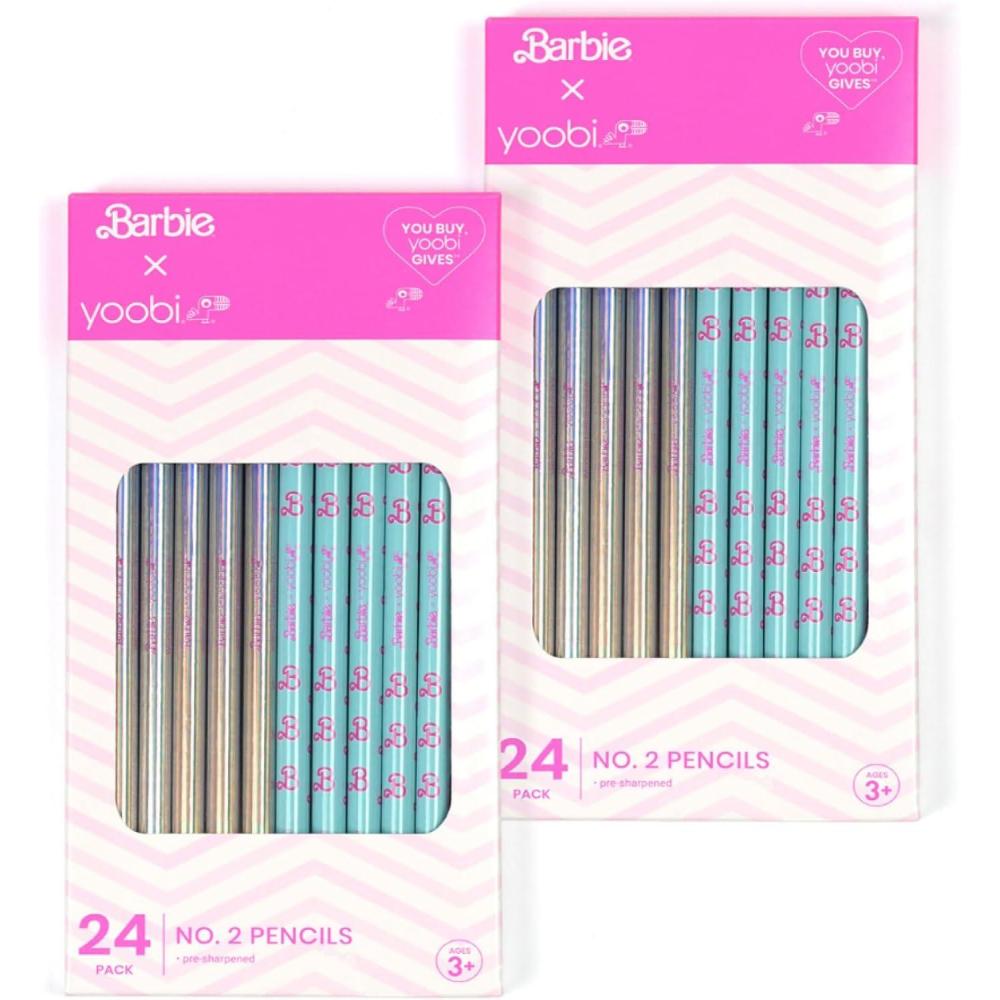 imageYoobi Star Wars X 2 Pencils  PreSharpened Green ampamp Teal Pencils with Erasers featuring Grogu  Fun Addition for Kids ampamp Adults  2 Packs of 24Barbie