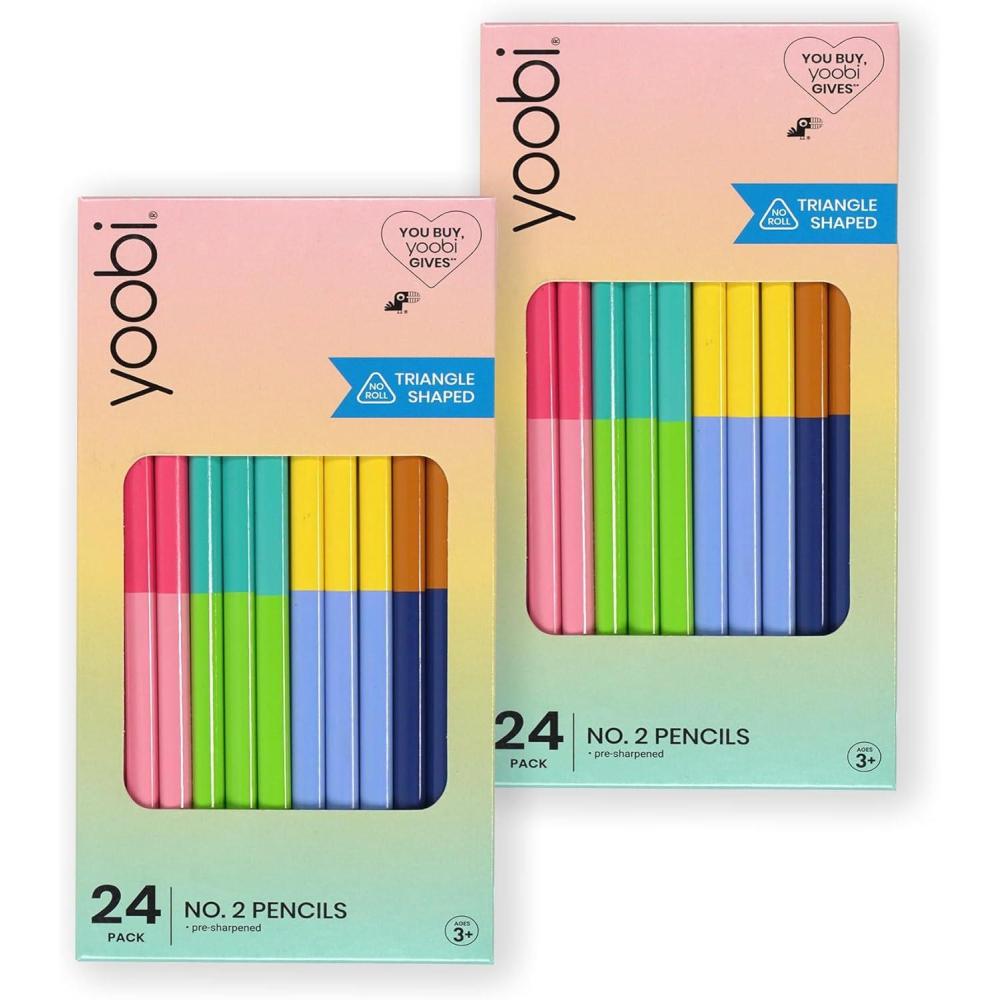 imageYoobi Star Wars X 2 Pencils  PreSharpened Green ampamp Teal Pencils with Erasers featuring Grogu  Fun Addition for Kids ampamp Adults  2 Packs of 24Color Block