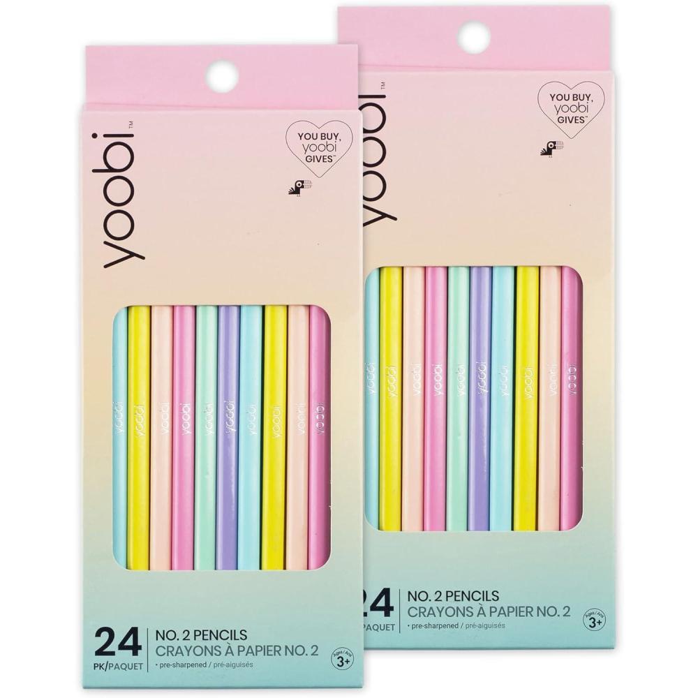 imageYoobi Star Wars X 2 Pencils  PreSharpened Green ampamp Teal Pencils with Erasers featuring Grogu  Fun Addition for Kids ampamp Adults  2 Packs of 24Multiple Pastels