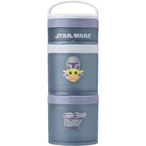 imageWhiskware Star Wars Stackable Snack Containers for Kids and Toddlers 3 Stackable Snack Cups for School or Travel Mando Grogu and ShipMando and Grogu Ship