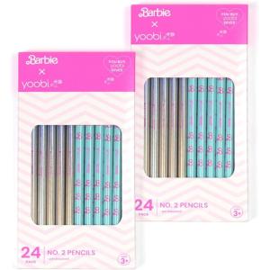 imageYoobi Star Wars X 2 Pencils  PreSharpened Green ampamp Teal Pencils with Erasers featuring Grogu  Fun Addition for Kids ampamp Adults  2 Packs of 24Barbie